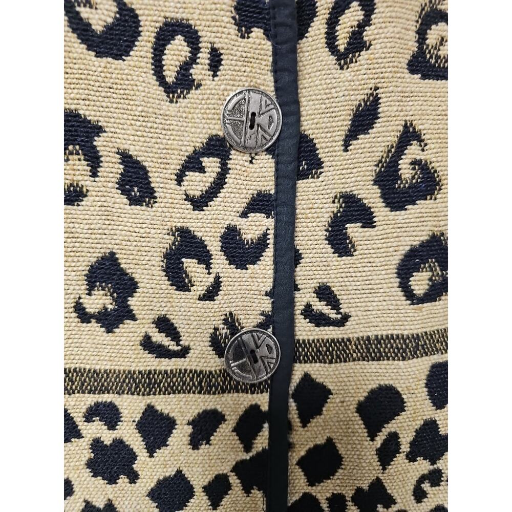 Jane Ashley Vtg Carpet Rug Jacket Sz Large Animal Print Boho Office Work Blazer - Picture 8 of 8